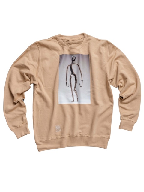 Bluza wędkarska z nadrukiem postaci z haczykami na beżowym materiale zdjęcie frontu